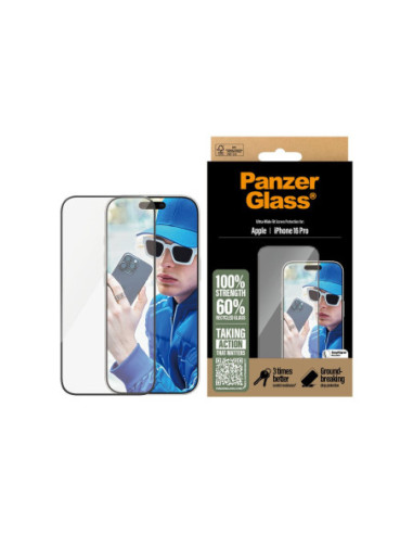 PanzerGlass Screen protector | Apple | iPhone 16 Pro | Glass | Transparent | Ultra-Wide Fit