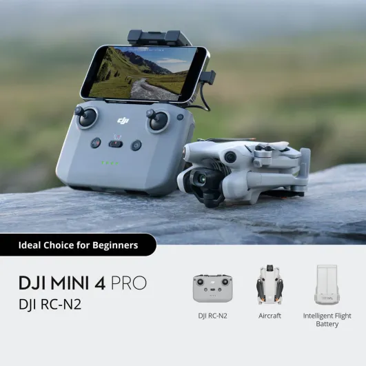 Mini 4 Pro (DJI RC-N2) – Iki 249 g – 4K/60 kadrų per sekundę HDR tikras vertikalus fotografavimas