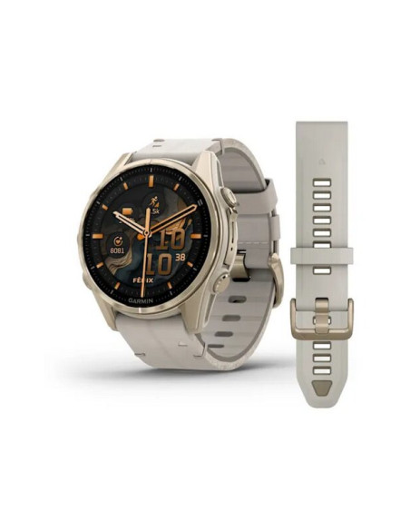 Garmin Fenix 8 42mm AMOLED Sapphire Mist Gray/Soft Gold with Leather Strap