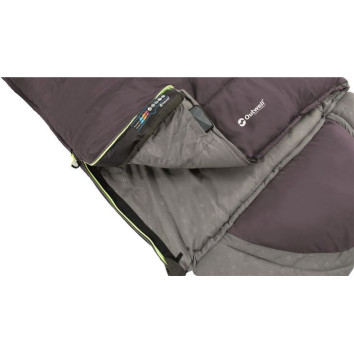 Outwell Contour Dark Purple L Sleeping Bag - Left Zipper 220 x 85 cm YKK 2-way L-shape open-end with auto lock