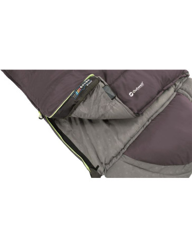Outwell Contour Dark Purple L Sleeping Bag - Left Zipper 220 x 85 cm YKK 2-way L-shape open-end with auto lock
