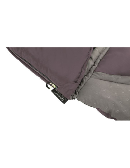 Outwell Contour Dark Purple L Sleeping Bag - Left Zipper 220 x 85 cm YKK 2-way L-shape open-end with auto lock
