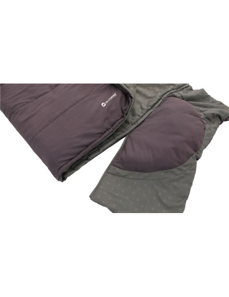 Outwell Contour Dark Purple L Sleeping Bag - Left Zipper 220 x 85 cm YKK 2-way L-shape open-end with auto lock