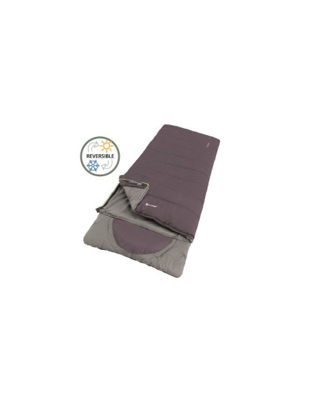 Outwell Contour Dark Purple L Sleeping Bag - Left Zipper 220 x 85 cm YKK 2-way L-shape open-end with auto lock
