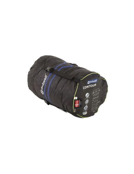 Outwell Contour Dark Purple L Sleeping Bag - Left Zipper 220 x 85 cm YKK 2-way L-shape open-end with auto lock