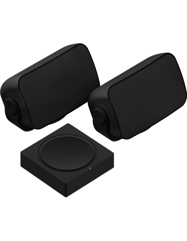 Sonos Outdoor Set ( lauke montuojamas garsiakalbis Juodos splavos, 2vnt. + SONOS AMP )