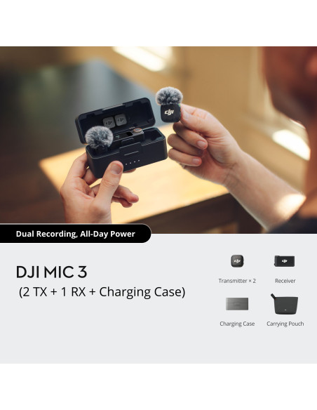 Bevielių mikrofonu sistema DJI MIC 3 2TX+1RX+CASE / CP.RN.00000480.01 DJI