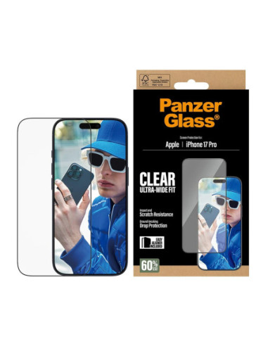PanzerGlass Screen protector | Apple | iPhone 17 Pro | Glass | Transparent | Ultra-Wide Fit w. EasyAligner