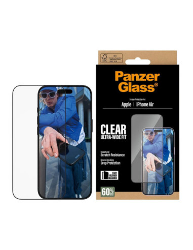 PanzerGlass Screen protector | Apple | iPhone Air | Glass | Transparent | Ultra-Wide Fit w. EasyAligner