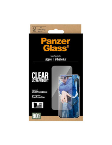 PanzerGlass Screen protector | Apple | iPhone Air | Glass | Transparent | Ultra-Wide Fit w. EasyAligner