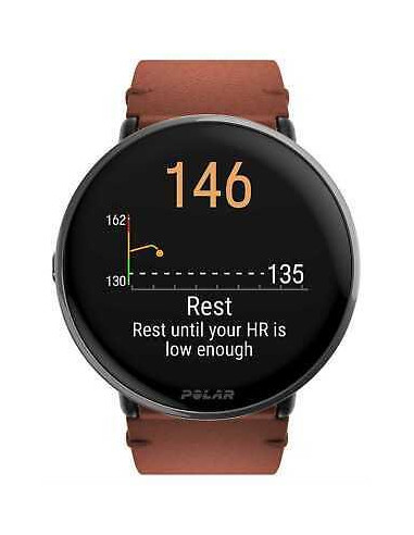 Polar Ignite 3 Titano fitneso išmanusis laikrodis su odiniu dirželiu, Juoda/bronzinė