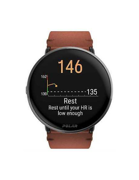 Polar Ignite 3 Titano fitneso išmanusis laikrodis su odiniu dirželiu, Juoda/bronzinė