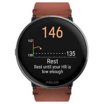 Polar Ignite 3 Titano fitneso išmanusis laikrodis su odiniu dirželiu, Juoda/bronzinė