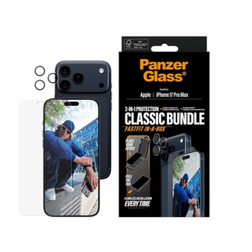 PanzerGlass 2-in-1 Classic Bundle | Screen Protector/Lens protector | Apple | iPhone 17 Pro Max | Transparent