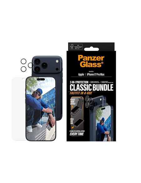 PanzerGlass 2-in-1 Classic Bundle | Screen Protector/Lens protector | Apple | iPhone 17 Pro Max | Transparent