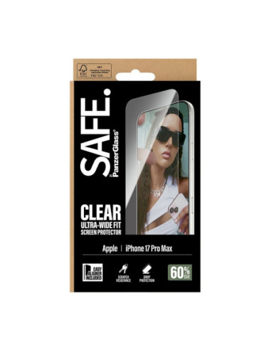 PanzerGlass Screen protector | Apple | iPhone 17 Pro Max | Transparent | Ultra-Wide Fit w. EasyAligner