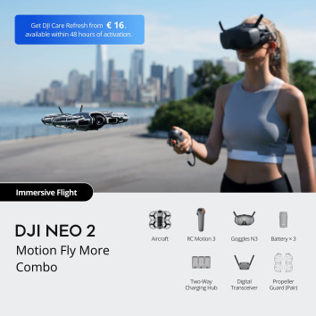 DJI Neo 2 Motion Fly More Combo – tai idealus pasirinkimas tiems, kurie nori turėti viską viename rinkinyje