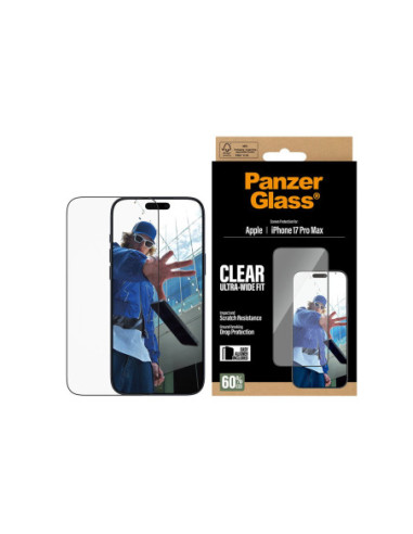 PanzerGlass Screen protector | Apple | iPhone 17 Pro Max | Glass | Transparent | Ultra-Wide Fit w. EasyAligner