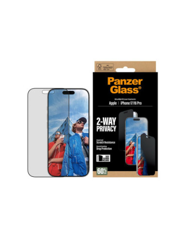 PanzerGlass Screen protector | Apple | iPhone 17/iPhone 16 Pro | Tempered Glass | Transparent | Ultra-Wide Fit w. EasyAligner