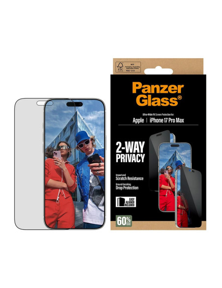 PanzerGlass Screen protector | Apple | iPhone 17 Pro Max | Glass | Transparent | Ultra-Wide Fit w. EasyAligner