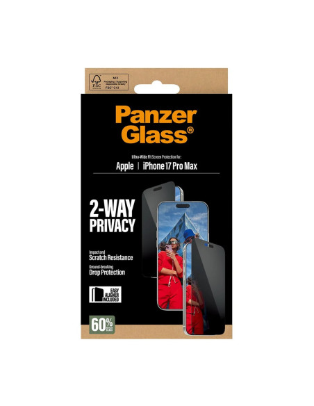 PanzerGlass Screen protector | Apple | iPhone 17 Pro Max | Glass | Transparent | Ultra-Wide Fit w. EasyAligner