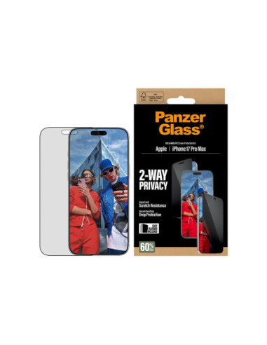 PanzerGlass Screen protector | Apple | iPhone 17 Pro Max | Glass | Transparent | Ultra-Wide Fit w. EasyAligner