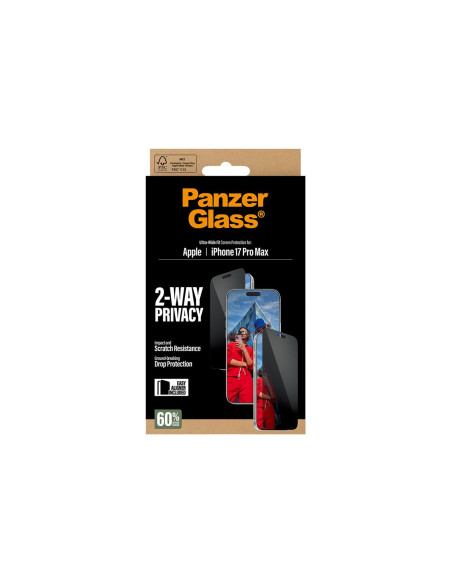 PanzerGlass Screen protector | Apple | iPhone 17 Pro Max | Glass | Transparent | Ultra-Wide Fit w. EasyAligner