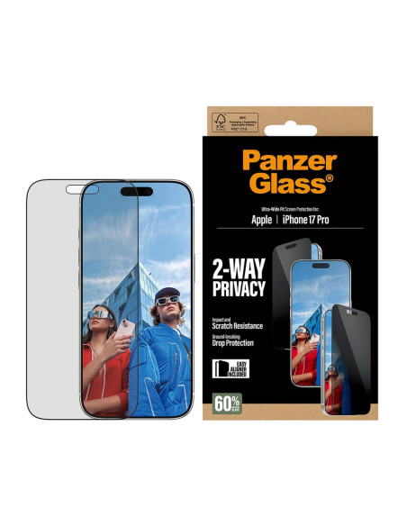 PanzerGlass Screen protector | Apple | iPhone 17 Pro | Glass | Transparent | Ultra-Wide Fit w. EasyAligner