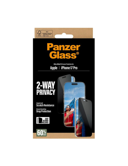 PanzerGlass Screen protector | Apple | iPhone 17 Pro | Glass | Transparent | Ultra-Wide Fit w. EasyAligner