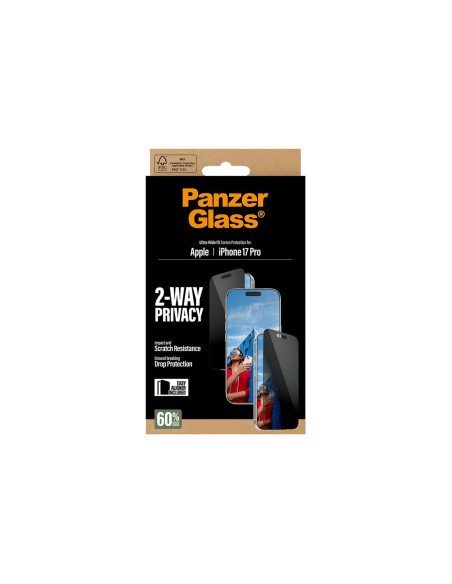 PanzerGlass Screen protector | Apple | iPhone 17 Pro | Glass | Transparent | Ultra-Wide Fit w. EasyAligner
