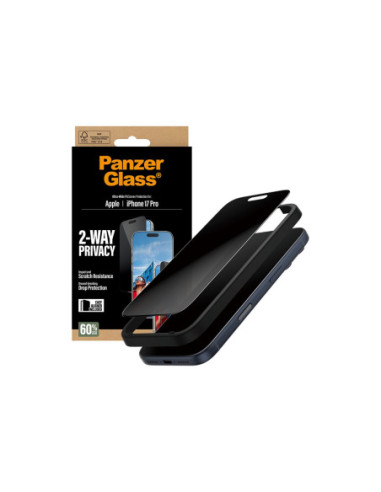 PanzerGlass Screen protector | Apple | iPhone 17 Pro | Glass | Transparent | Ultra-Wide Fit w. EasyAligner