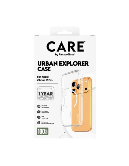PanzerGlass Flagship Case | Back cover | Apple | iPhone 17 Pro | Recycled plastic | Transparent | Urban Explorer w. White MagSa
