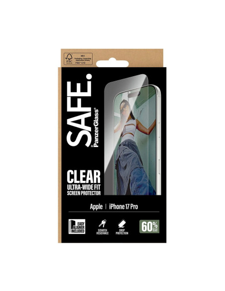 PanzerGlass Screen protector | Apple | iPhone 17 Pro | Transparent | Ultra-Wide Fit w. EasyAligner