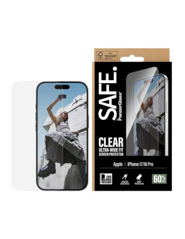 PanzerGlass Screen protector | Apple | iPhone 16 Pro/iPhone 17 | Transparent | Ultra-Wide Fit w. EasyAligner