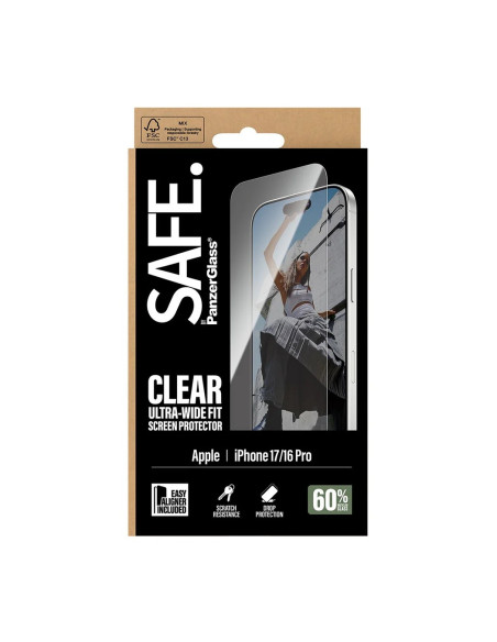 PanzerGlass Screen protector | Apple | iPhone 16 Pro/iPhone 17 | Transparent | Ultra-Wide Fit w. EasyAligner