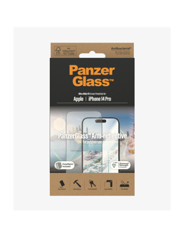 PanzerGlass | Screen protector | Apple | iPhone 14 Pro | Glass | Clear | Ultra-Wide Fit Easy installation Privacy Filter Finger