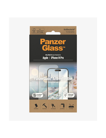 PanzerGlass | Screen protector | Apple | iPhone 14 Pro | Glass | Clear | Ultra-Wide Fit Easy installation Privacy Filter Finger