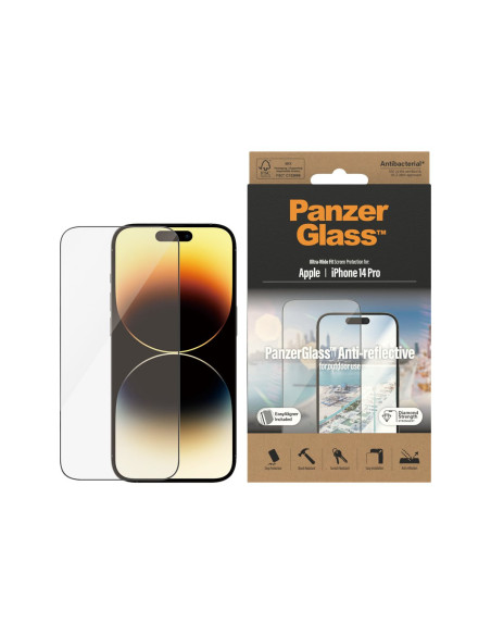 PanzerGlass | Screen protector | Apple | iPhone 14 Pro | Glass | Clear | Ultra-Wide Fit Easy installation Privacy Filter Finger