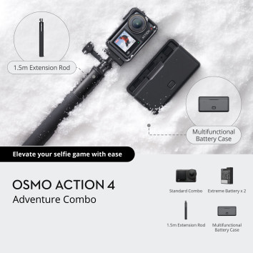 DJI Osmo Action 4 Adventure Combo – 4K veiksmo kamera su 3 baterijomis
