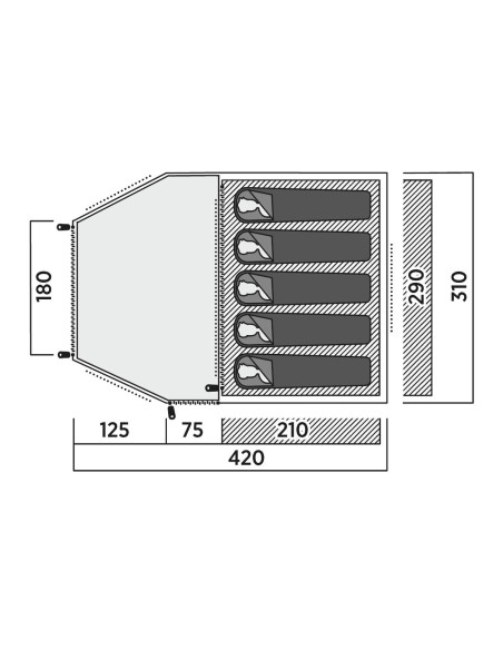 Easy Camp Family tent | Kinn 5 | 5 person(s) | Green
