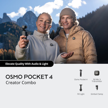 DJI Osmo Pocket 4 Creator Combo – Pilnas Vlog Rinkinys su Mic