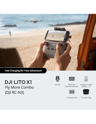Dronas DJI Lito X1 Fly More Combo su DJI RC-N3 pultu (3 baterijos, 4K HDR, ActiveTrack)