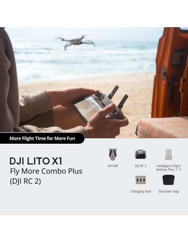 Dronas DJI Lito X1 Fly More Combo Plus su DJI RC 2 ir Intelligent Flight Battery Plus baterijomis (iki 52 min)
