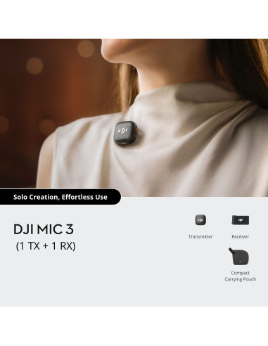 Bevielių mikrofonu sistema DJI MIC 3 1TX+1RX / CP.RN.00000479
