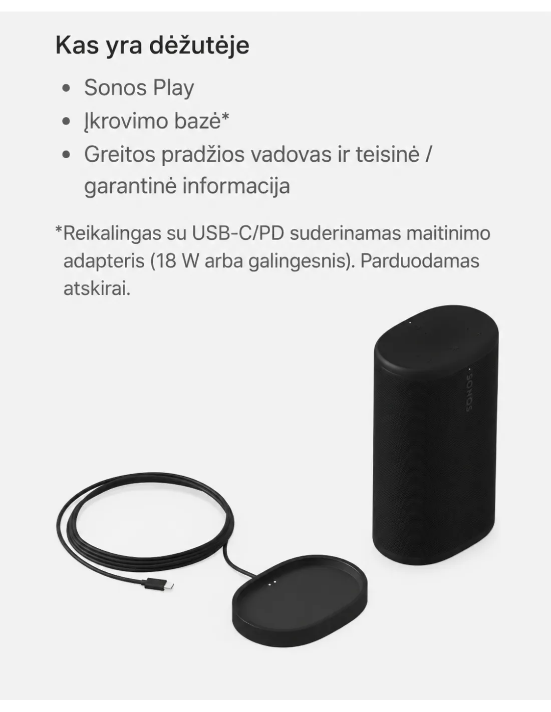 Sonos Play kolonėlė su įkrovimo baze
