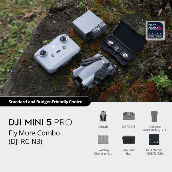 DJI Mini 5 Pro Fly More Combo su DJI RC-N3 pultu
