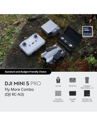 DJI Mini 5 Pro Fly More Combo su DJI RC-N3 pultu