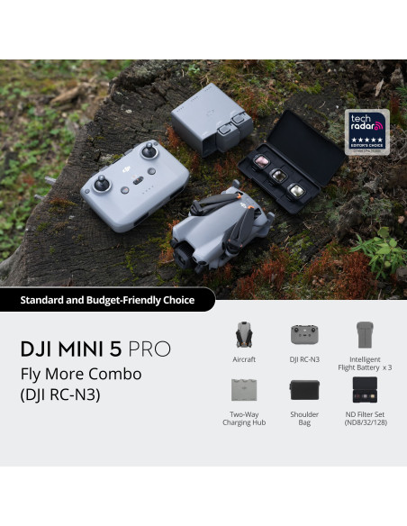 DJI Mini 5 Pro Fly More Combo su DJI RC-N3 pultu