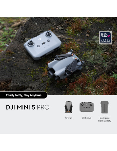 DJI Mini 5 Pro dronas su DJI RC-N3 pultu