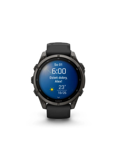 Garmin fēnix 9 010-04762-11 su juodu silikoniniu dirželiu